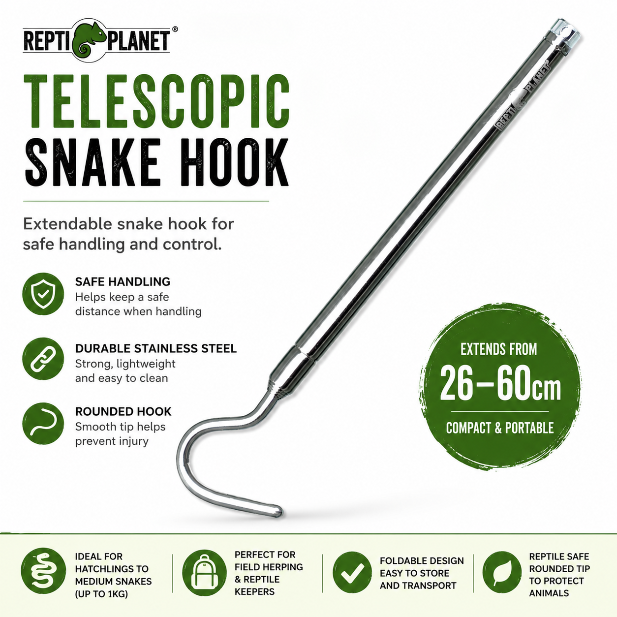 Repti Planet Telescopic Snake Hook Extendable from 26cm - 60cm