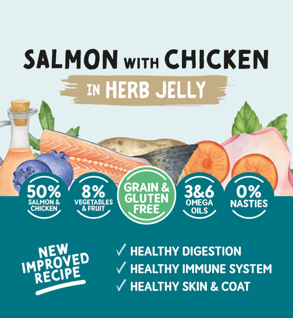 Naturo Salmon with Chicken in Herb Jelly Grain Free Wet Dog Food Tin 390g