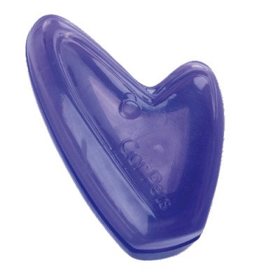 Purple heart-shaped dog toy on a white background