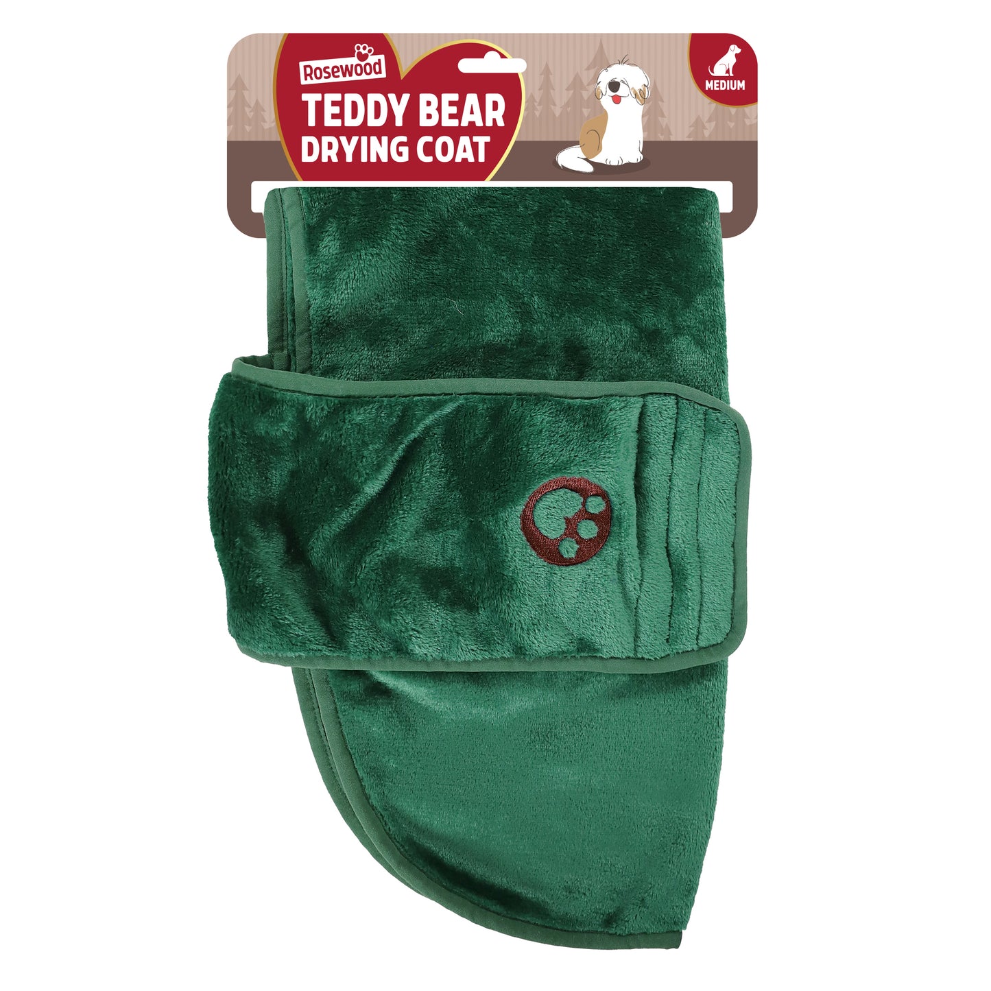 Dog green teddy bear drying robe towel