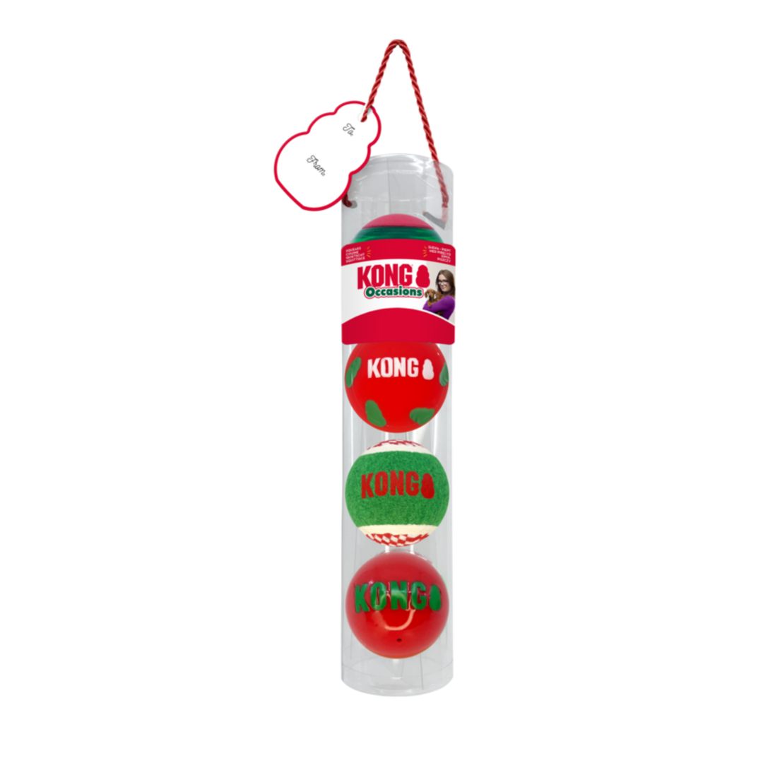 KONG Holiday Occasions Balls 4 Pack 🎄 Christmas Dog Toy