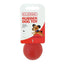 Red rubber dog toy with a 'Classic Rubber Dog Toy' label on a white background