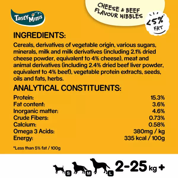 Pedigree Tasty Minis Cheesy Nibbles Cheese & Beef Dog Training Treats (140g)