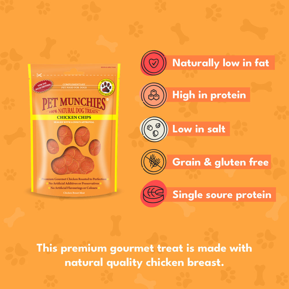 Pet Munchies Chicken Chips | Natural Meaty Dog Treats - 100g