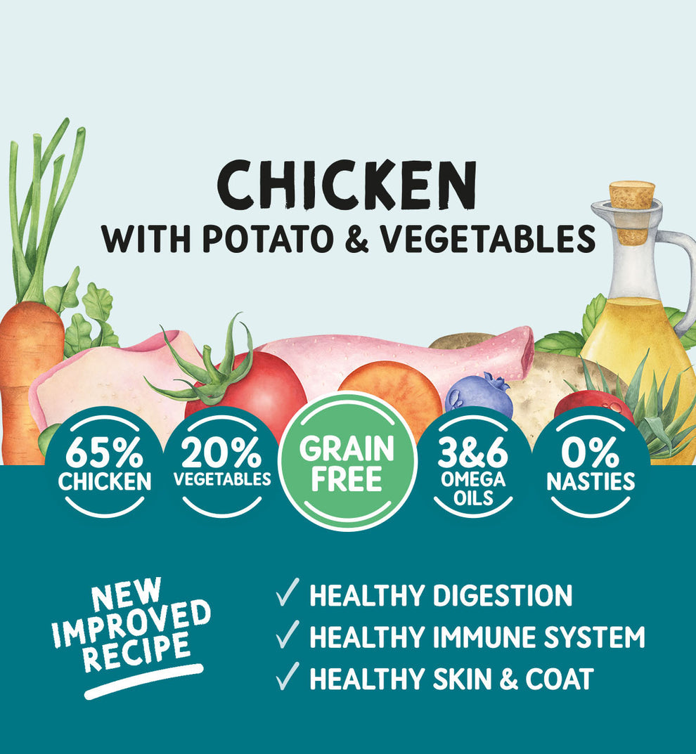 Naturo Chicken with Potato & Vegetables 🐔 Grain Free Wet Dog Food Tray - 400g