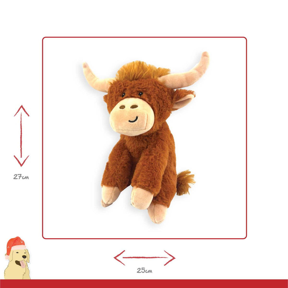 Herby Highland Cow 🐂 Plush Christmas Dog Toy by Happy Pet