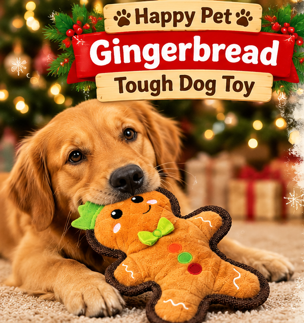 Gingerbread Tough 🍬Christmas Dog Toy by Happy Pet