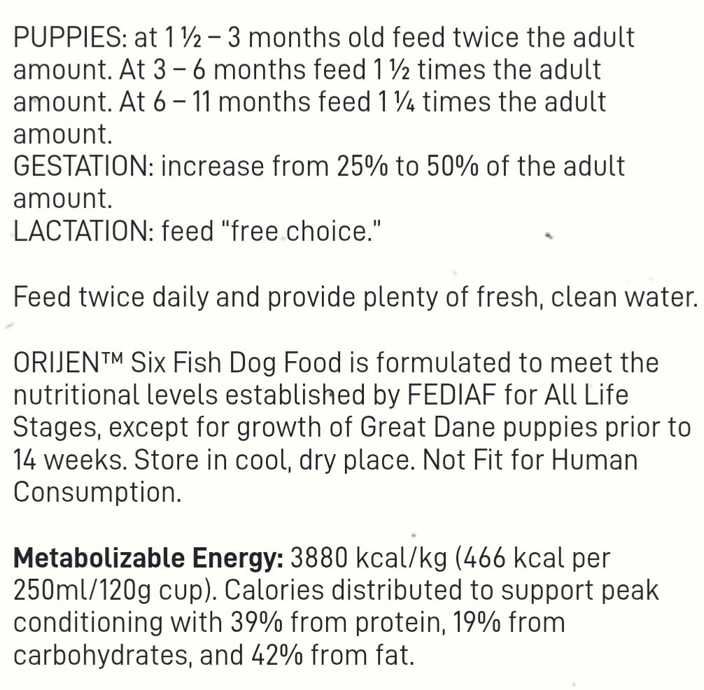 ORIJEN Six Fish 85:15 Adult 🐟 Grain Free Dry Dog Food