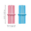 Two colorful kong puppy toys, one pink and one blue, with measurements indicated on a white background.