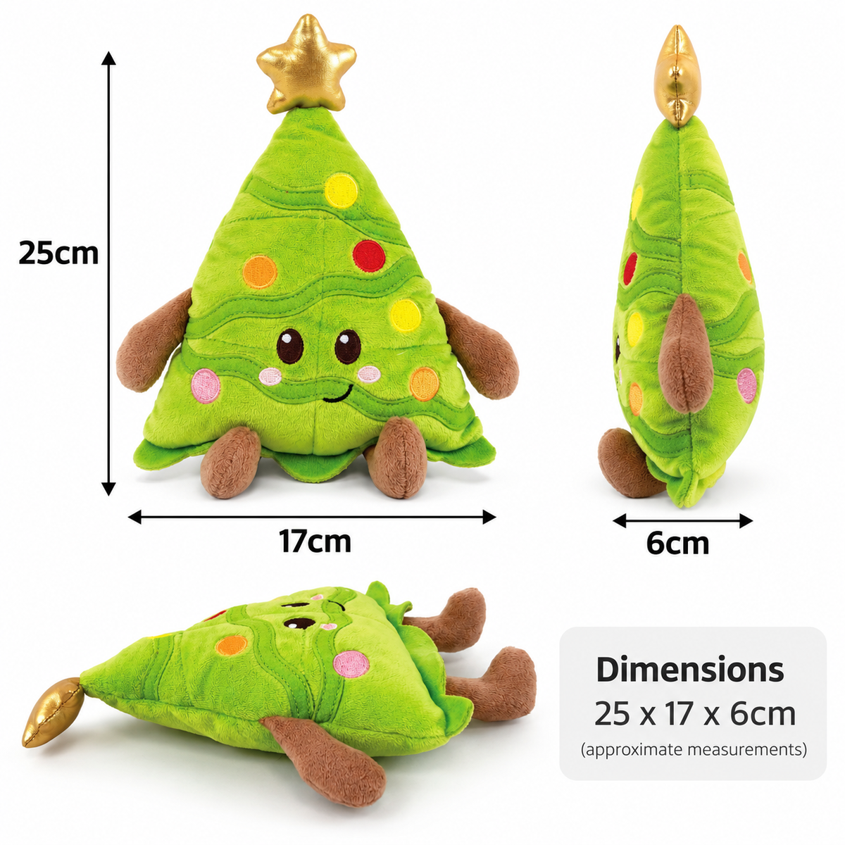Cooper Christmas Tree Multi Squeaker 🎄 Dog Toy by Happy Pet
