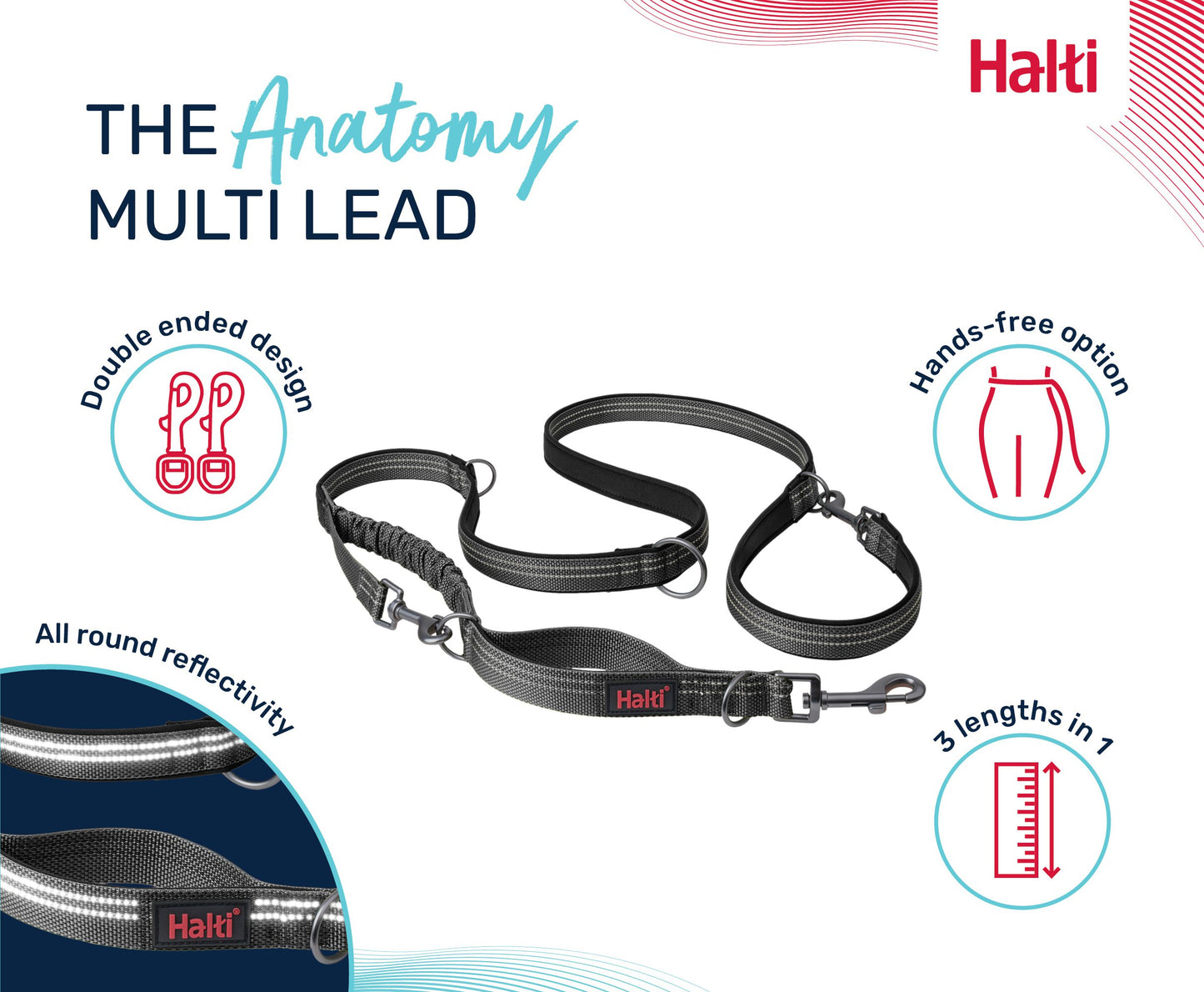 Halti Anatomy Multi Lead | Adjustable, Comfortable & Versatile Dog Walking
