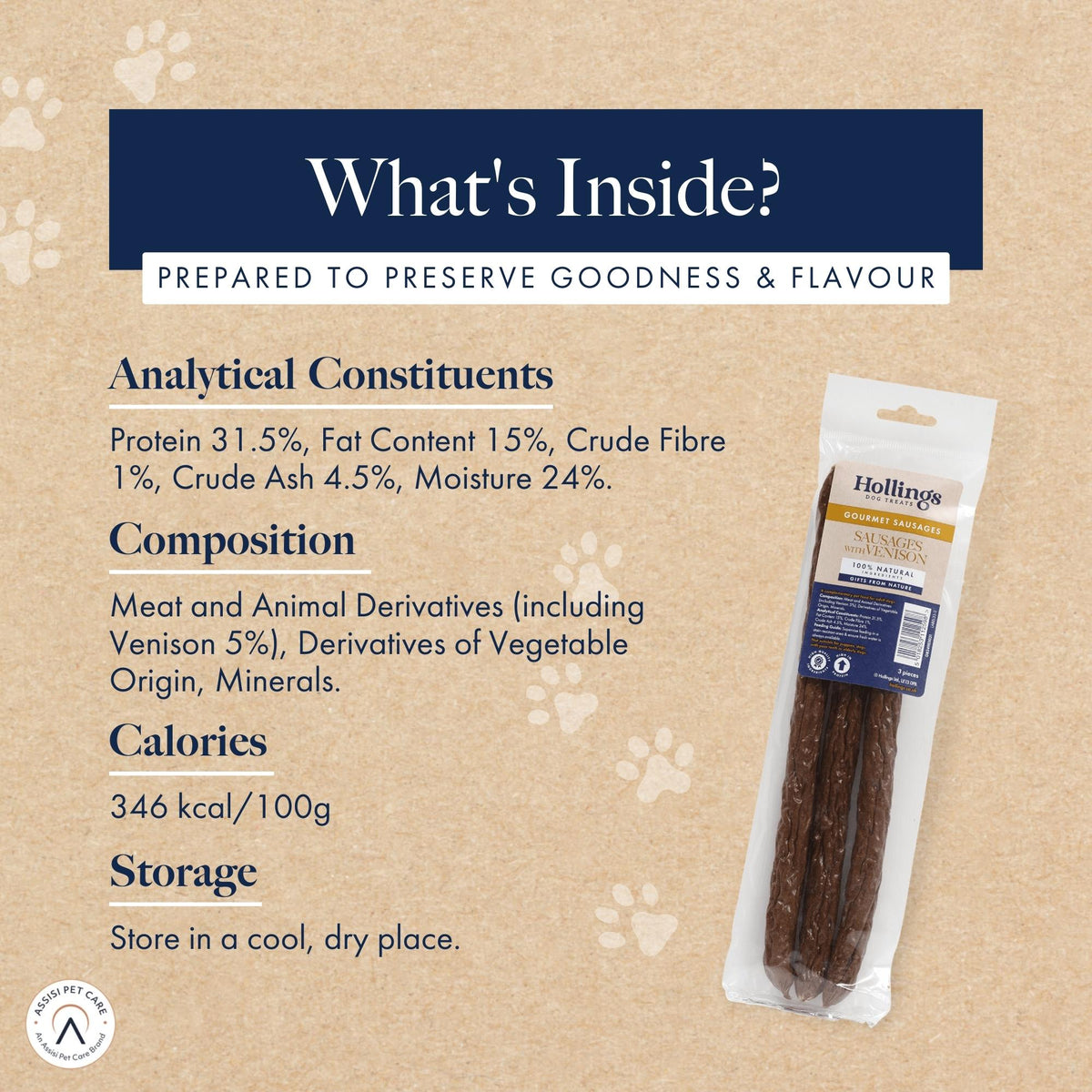 Hollings Venison Sausages for Dogs Natural Treats