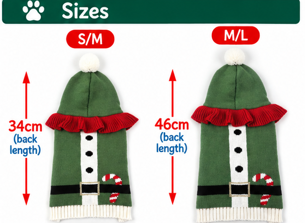 Elf Hooded Sweater 🧑‍🎄 Dog Christmas Jumper by Happy Pet