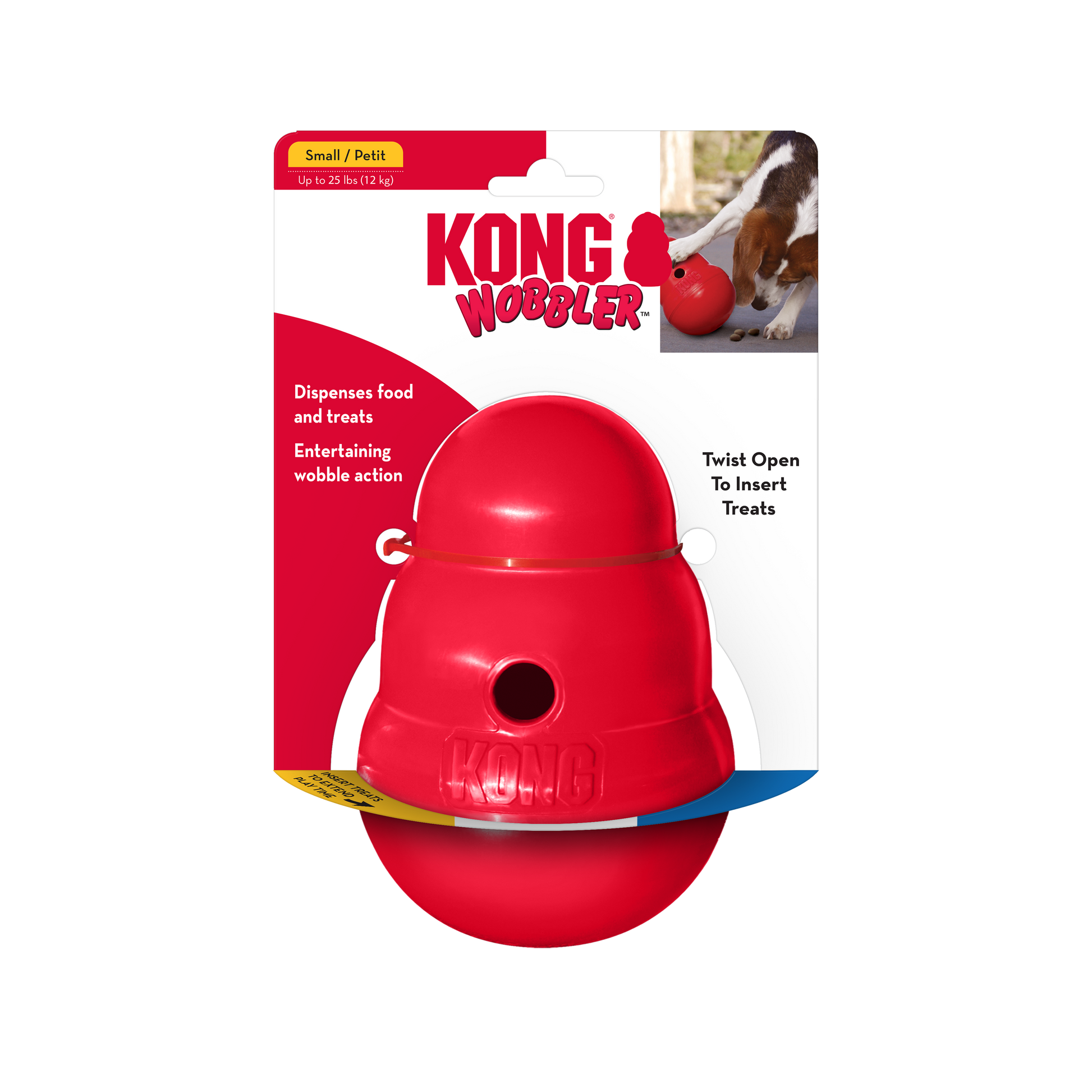 Red KONG Wobbler toy packaging on a white background