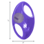 Purple KONG dog toy with dimensions on a white background