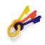Colorful plastic keys on a white background