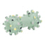 Two green textured balls resembling viruses on a white background