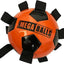 Orange and black Mega dog Balls toy on a white background