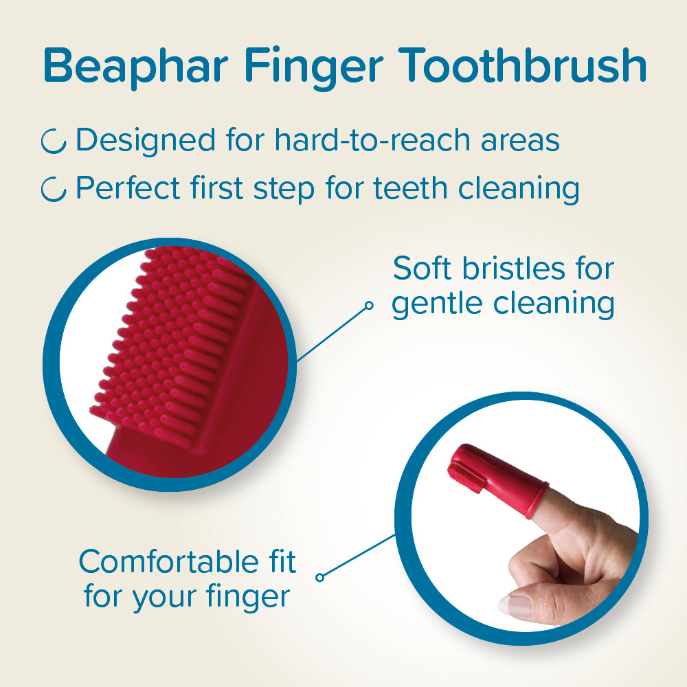 Beaphar Finger Toothbrush | Gentle Silicone Dental Care for Dogs & Cats