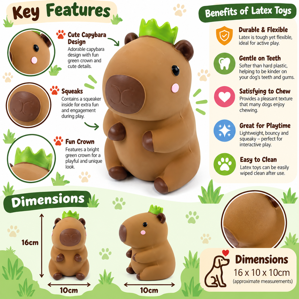 Latex Corby Capybara 🦫 Christmas Dog Toy by Happy Pet
