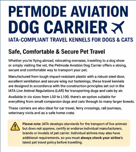 Petmode Aviation Carrier ✈️ IATA-Compliant Travel Kennels for Dogs & Cats