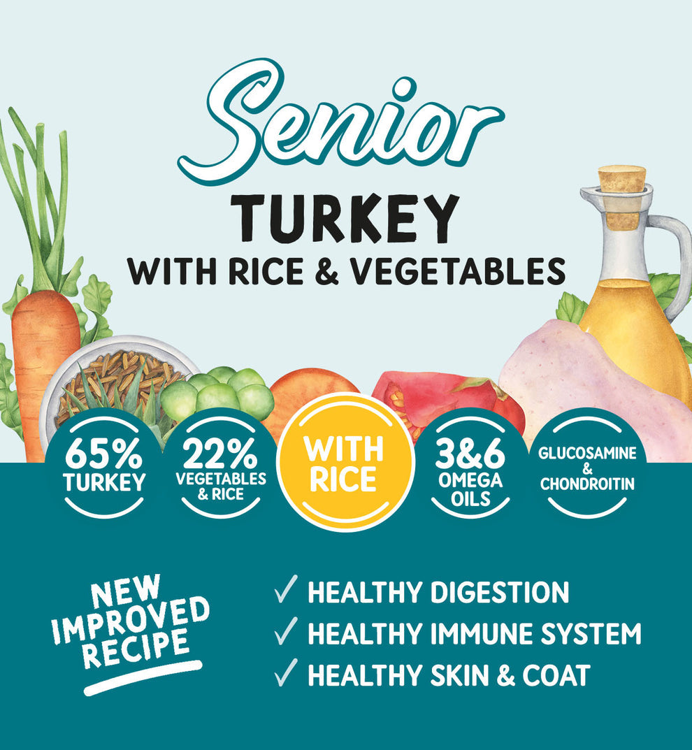 Naturo Senior Turkey with Rice & Vegetables 🦃 Gluten Free Wet Dog Food Tray - 400g