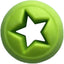 Green rubber dog toy with star-shaped hole on a white background
