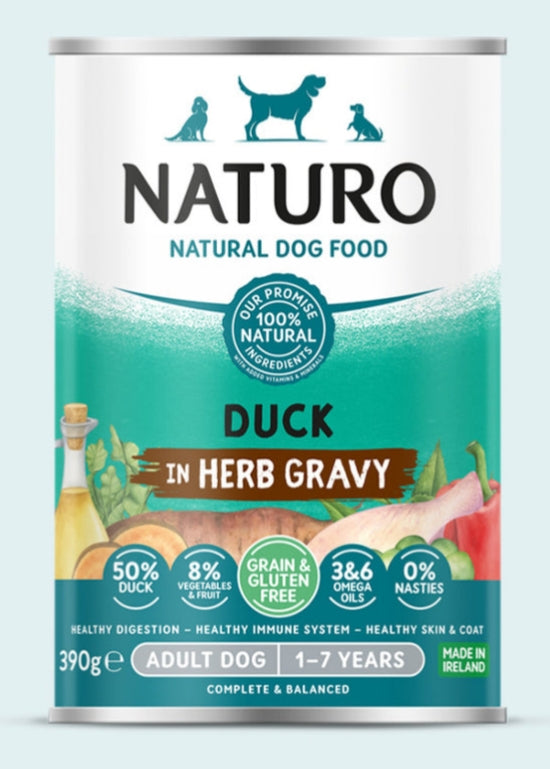 Naturo | Grain Free Wet Dog Food | Duck in Herb Gravy - 390g