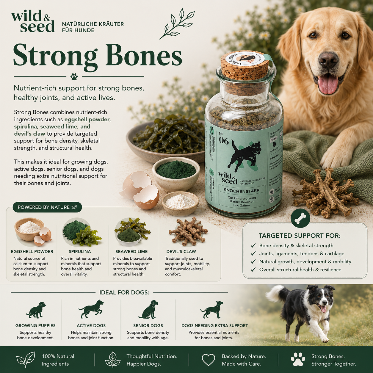 Wild&Seed Herbs No. 6 KnochenStark | Natural Bone, Teeth & Joint Support for Dogs