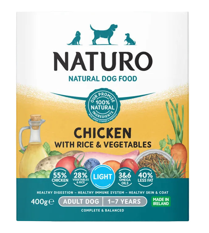 Naturo Light Chicken & Rice with Vegetables Gluten Free Wet Dog Food Tray 400g