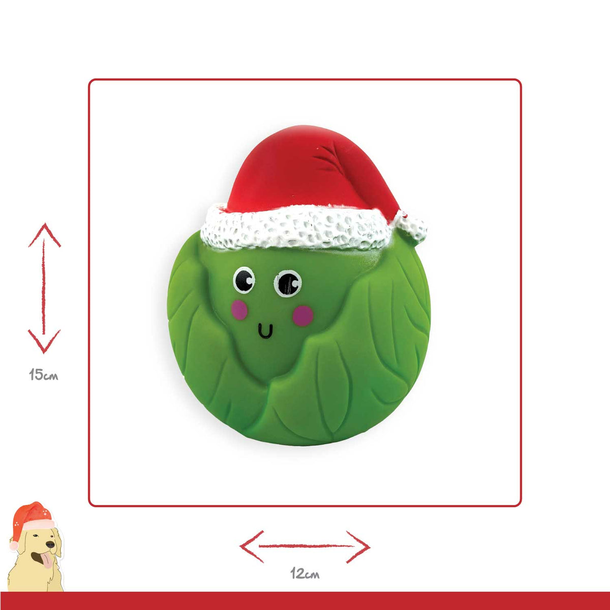 Brussel Sprout Vinyl 🎄 Squeaky Dog Toy by Happy Pet