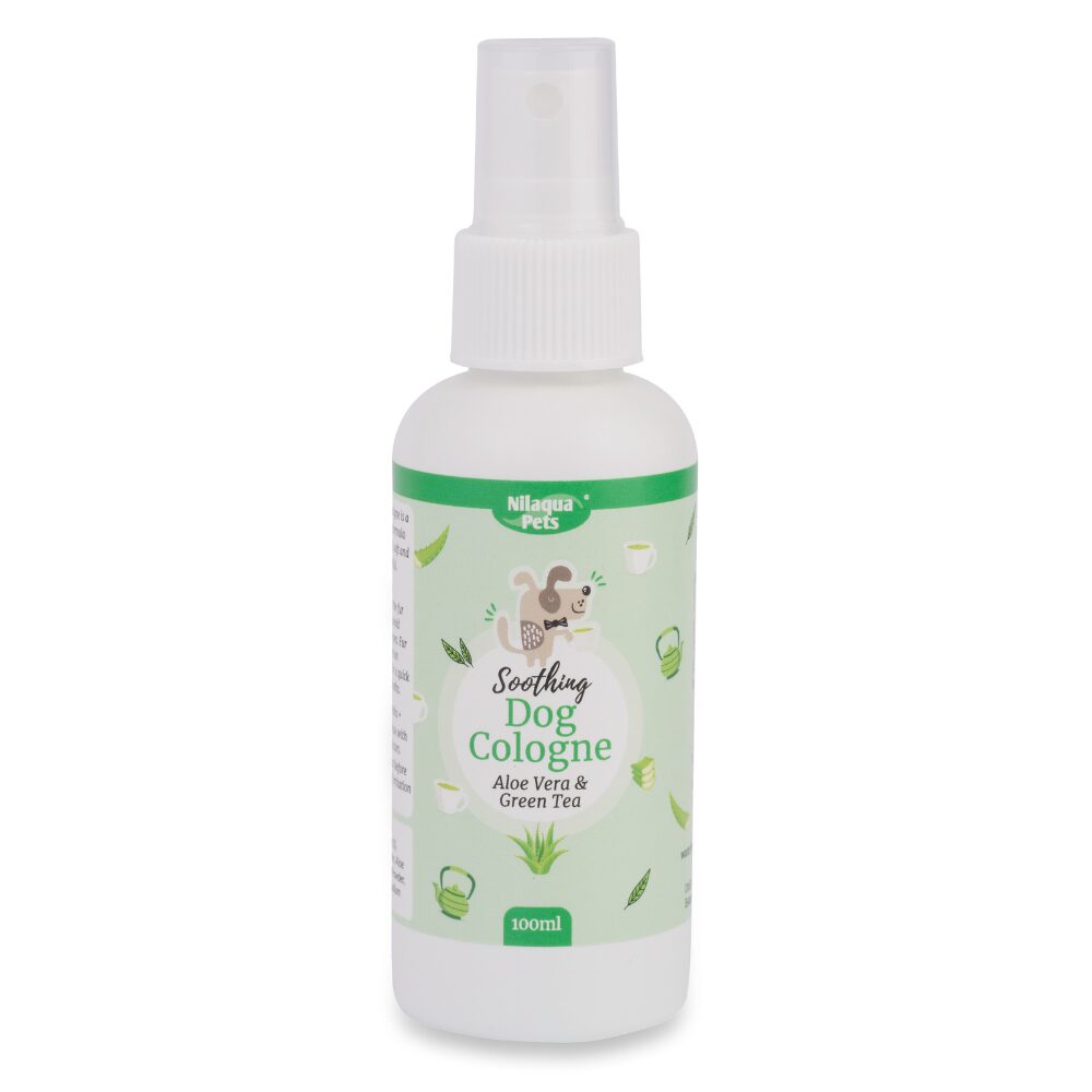 Dog Cologne Spray bottle, green colour, aloe and green tea fragrance