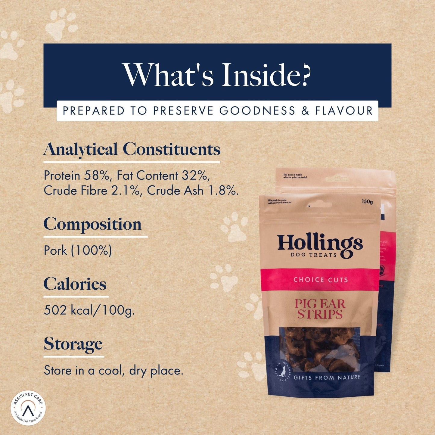 Hollings Pig Ear Strips for Dogs 🐮 100% Pork Natural Treats