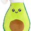 Plush avocado dog toy with a Santa hat on a white background