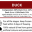 Duck meat product label with branding and text