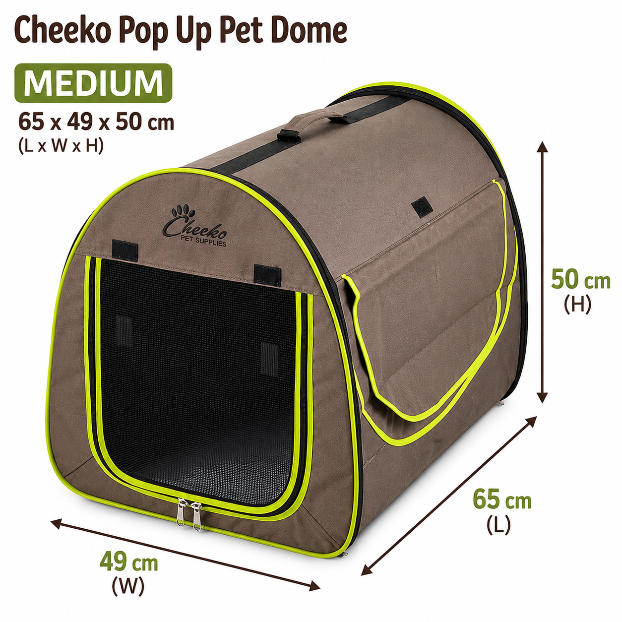 Cheeko Pop Up Pet Dome | Foldable Dog & Cat Fabric Travel Crate