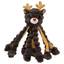 Plush reindeer dog toy with braided tail on a white background