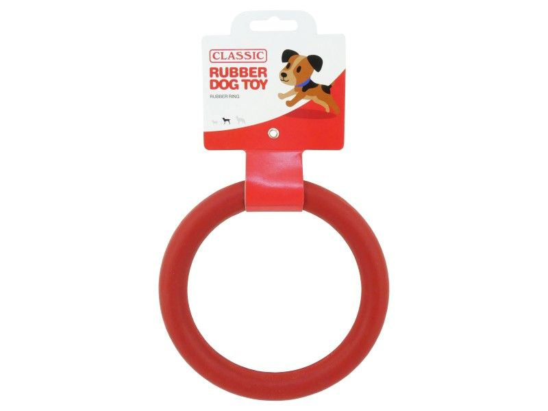 Classic Rubber Ring dog toy, a circular rubber red ring