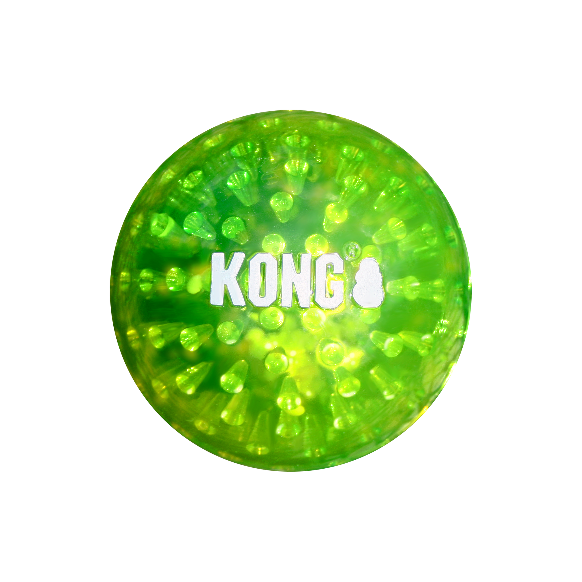Green textured ball with 'KONG' logo on a white background