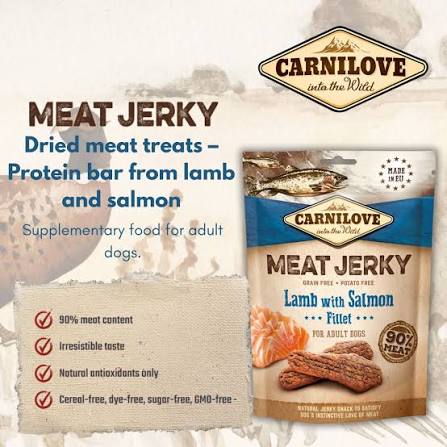 Carnilove Meat Jerky Lamb with Salmon Fillet Dog Treat - 100g