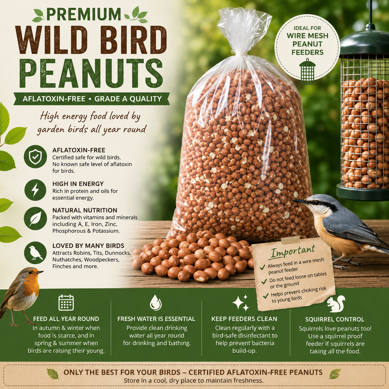Heatherlea | Wild Bird Feeding | High Quality Peanuts