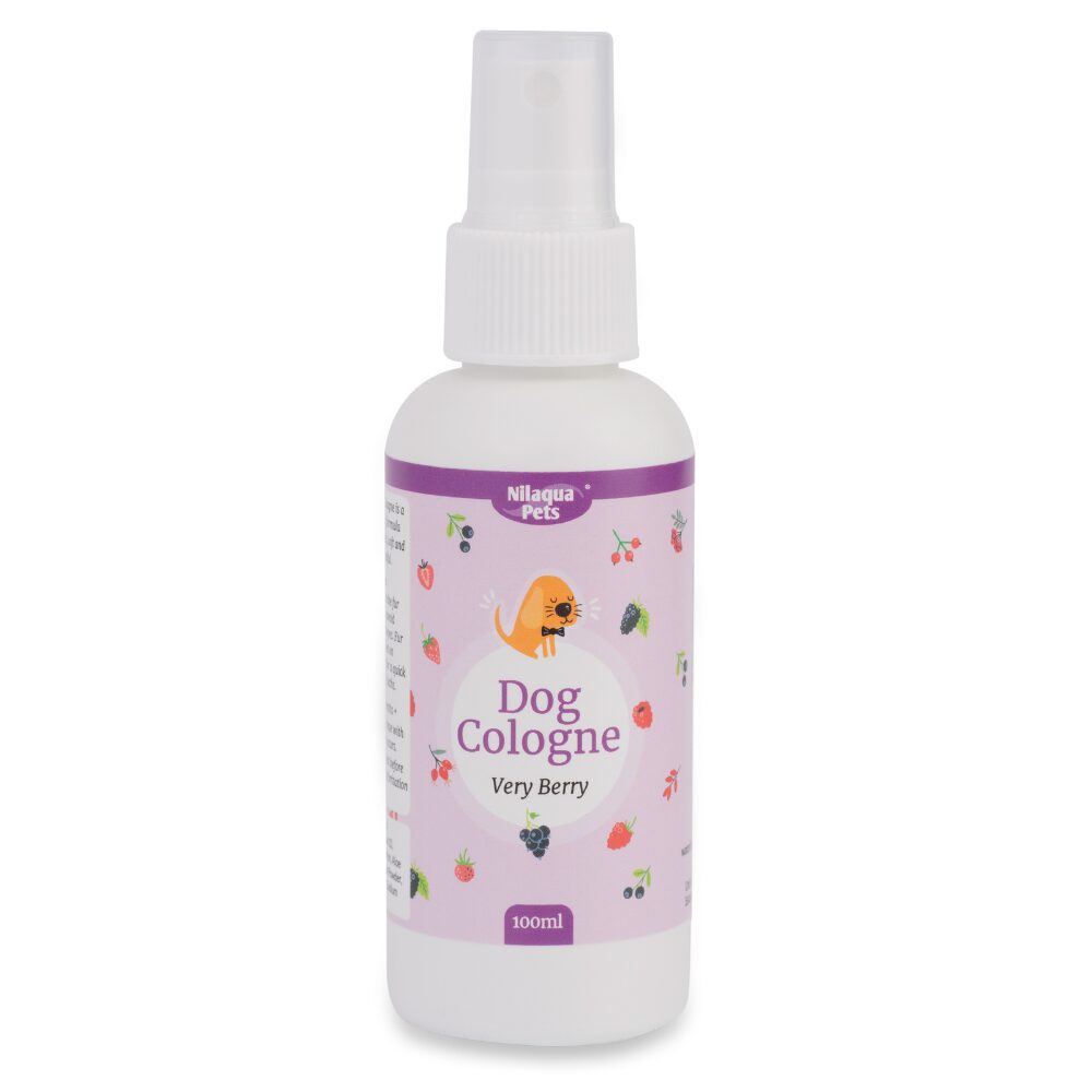 Dog Cologne Spray bottle, pink colour, very berry fragrance