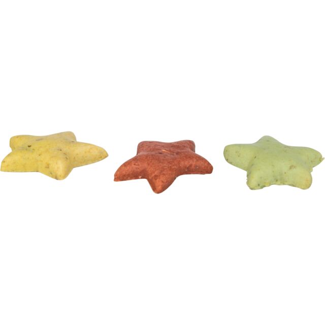 Christmas cat treats, star shaped, yellow, red, green colours
