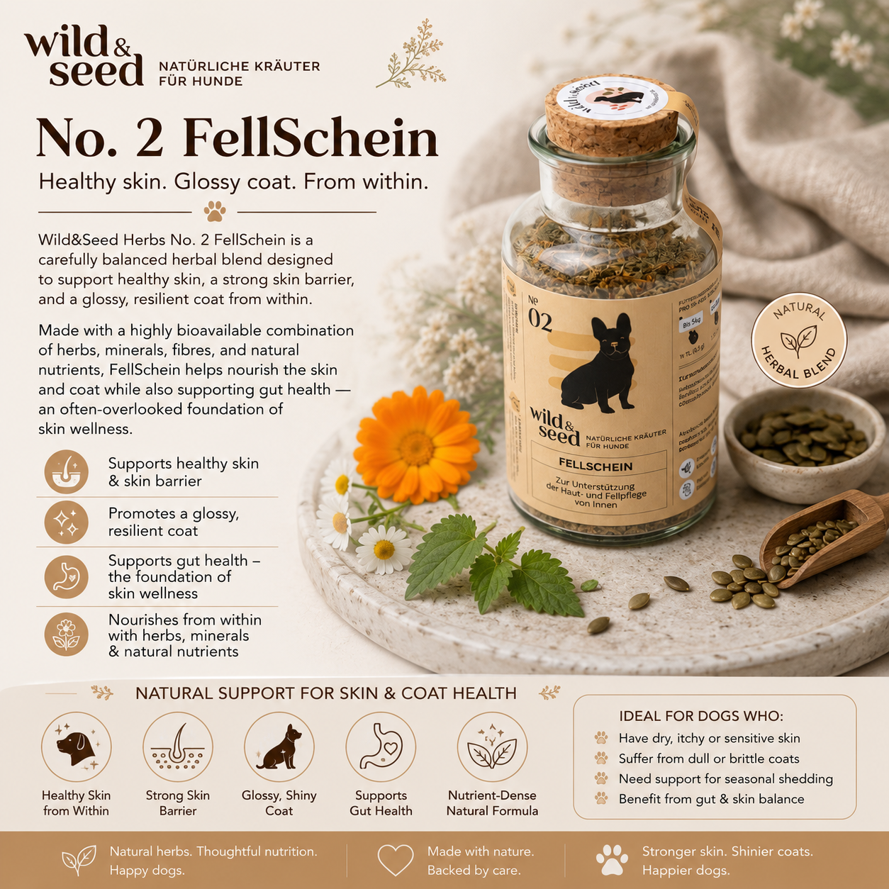 Wild&Seed Herbs No. 2 FellSchein | Natural Skin & Coat Support for Dogs