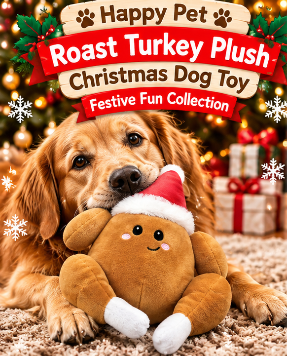 Roast Turkey Plush 🦃 Christmas Dog Toy by Happy Pet