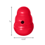 Red KONG dog toy with dimensions on a white background