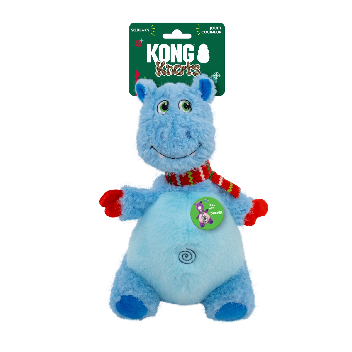 KONG Holiday Knot Belly Hippo Blue Medium/Large 🎄 Christmas Dog Toy
