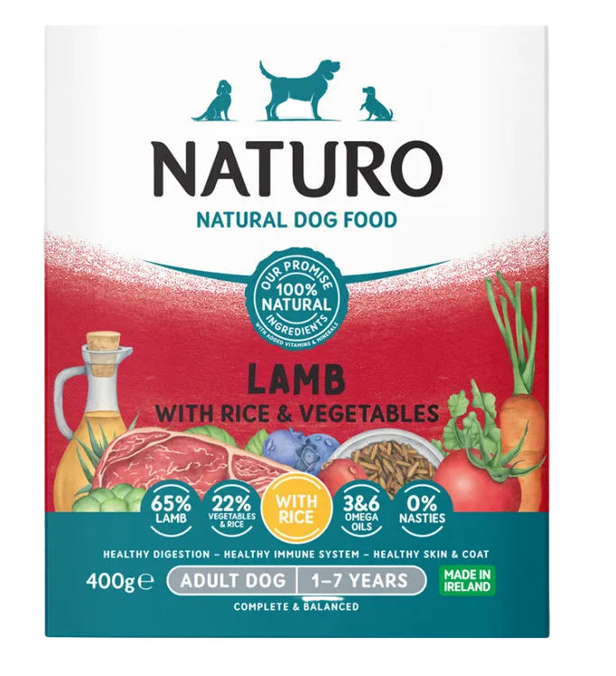 Naturo Lamb with Rice & Vegetables Gluten Free Wet Dog Food Tray 400g