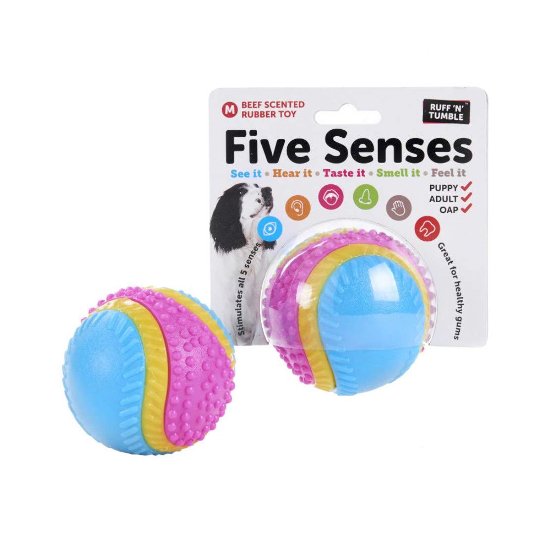 Ruff 'n' Tumble | Five Senses Sensory Ball Toy | Beef Scented for Blind Dogs & Scent Training