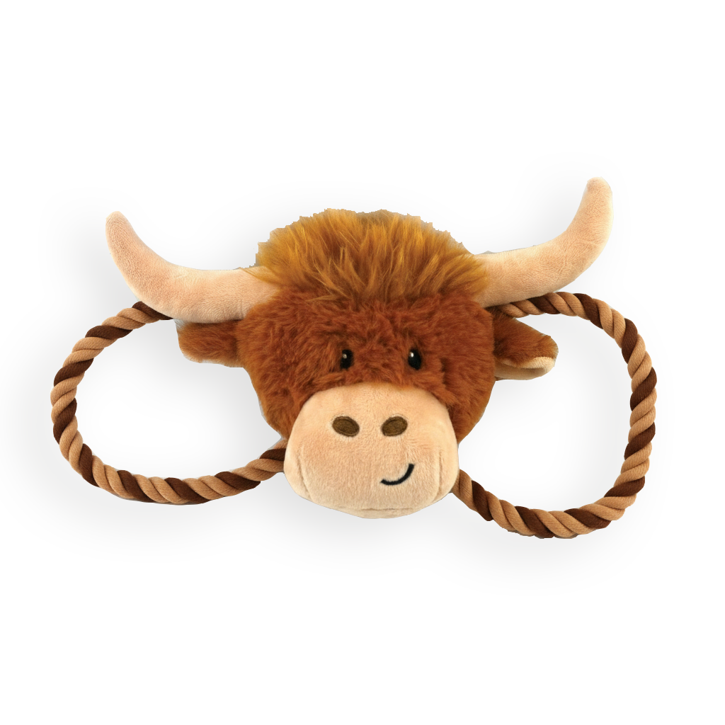 Herby Highland Cow Tug of War 🐂 Christmas Dog Toy by Happy Pet